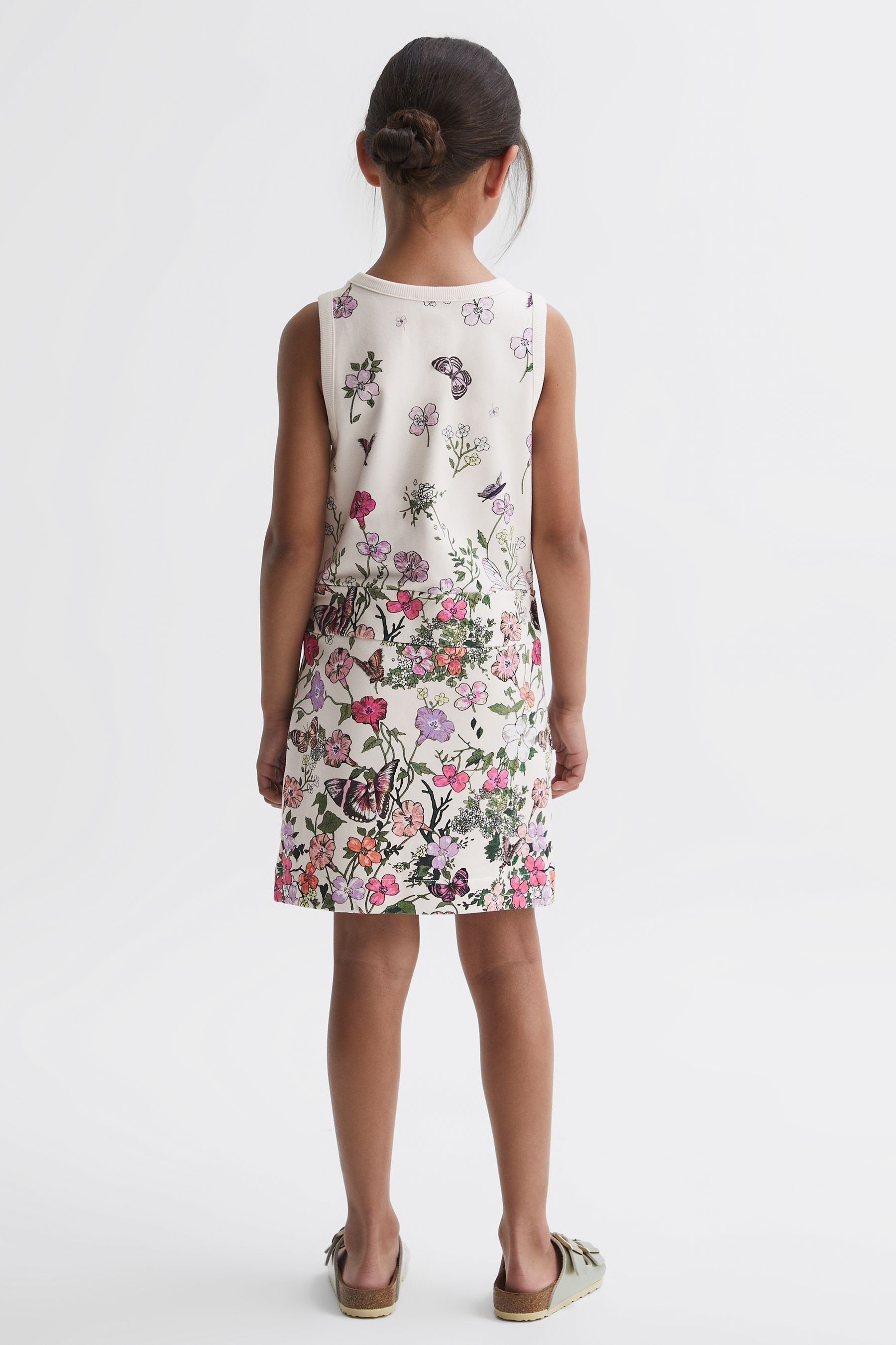 Reiss Pink Print Raina Senior Floral Drawstring Waist Dress