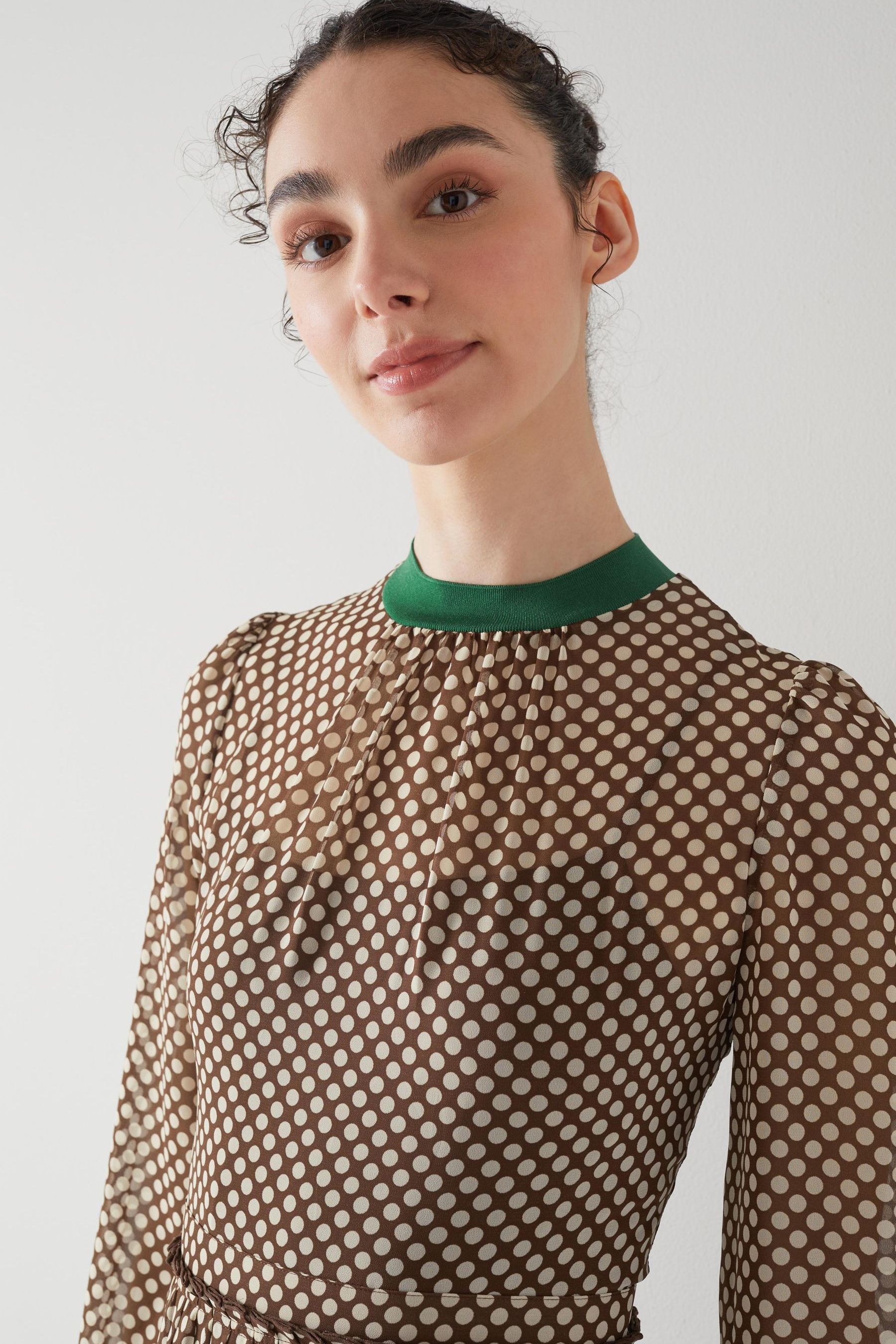 Buy LK Bennett Marianne Graphic Spot Print Brown and Cream Midi Dress from Next Luxembourg