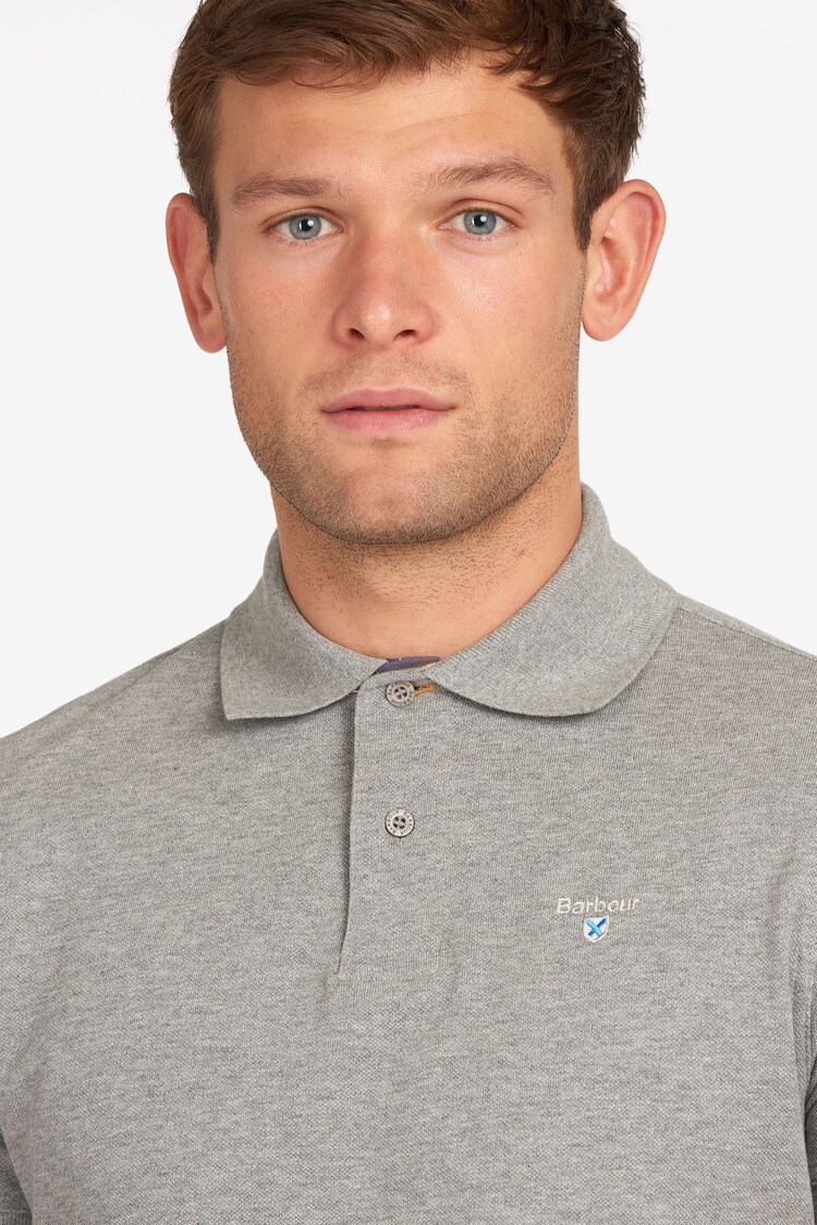 Barbour® Grey Marl Classic Pique Polo Shirt - Image 11 of 12