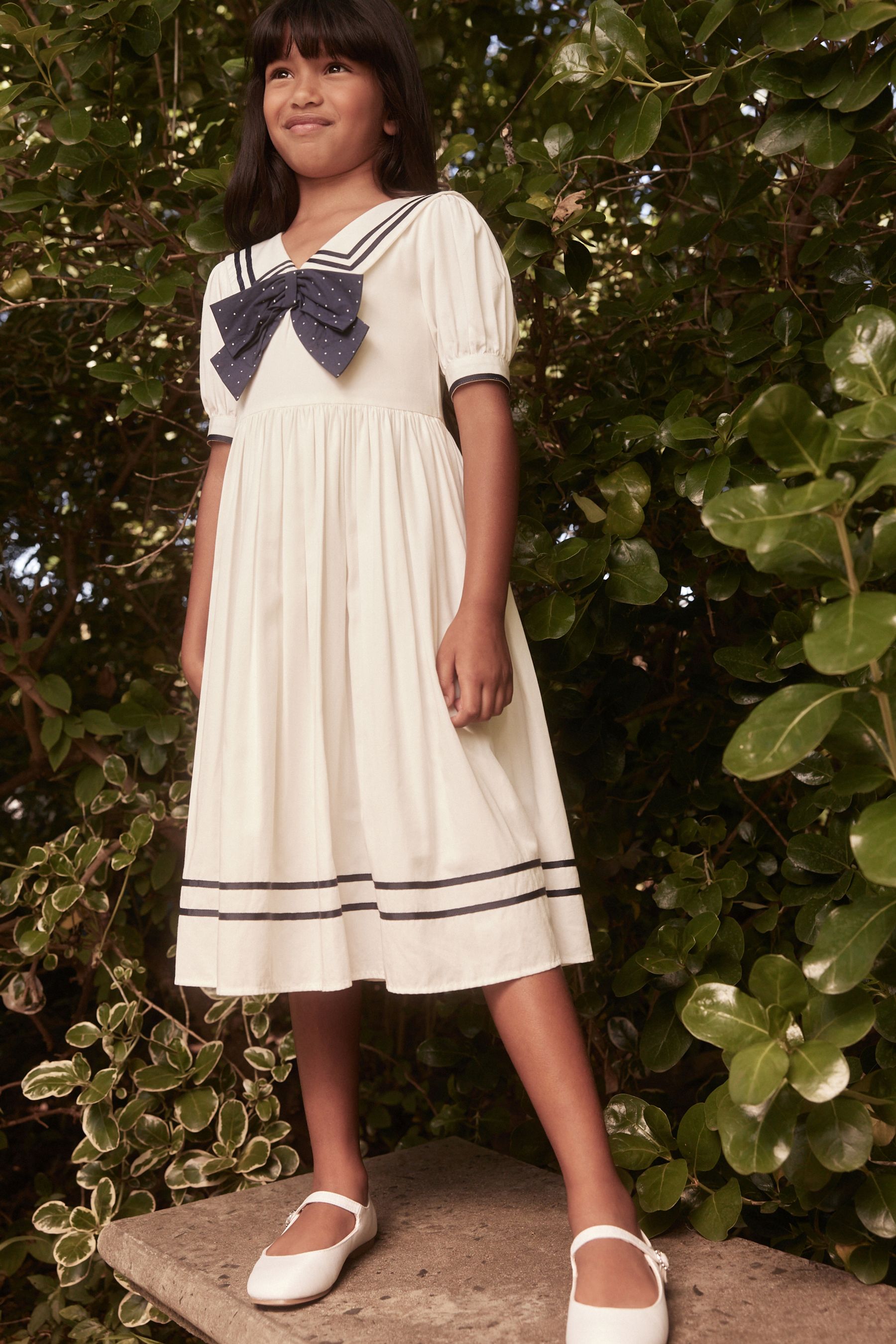Buy Laura Ashley Ecru Navy Sailor Midi Dress from the Next UK online shop
