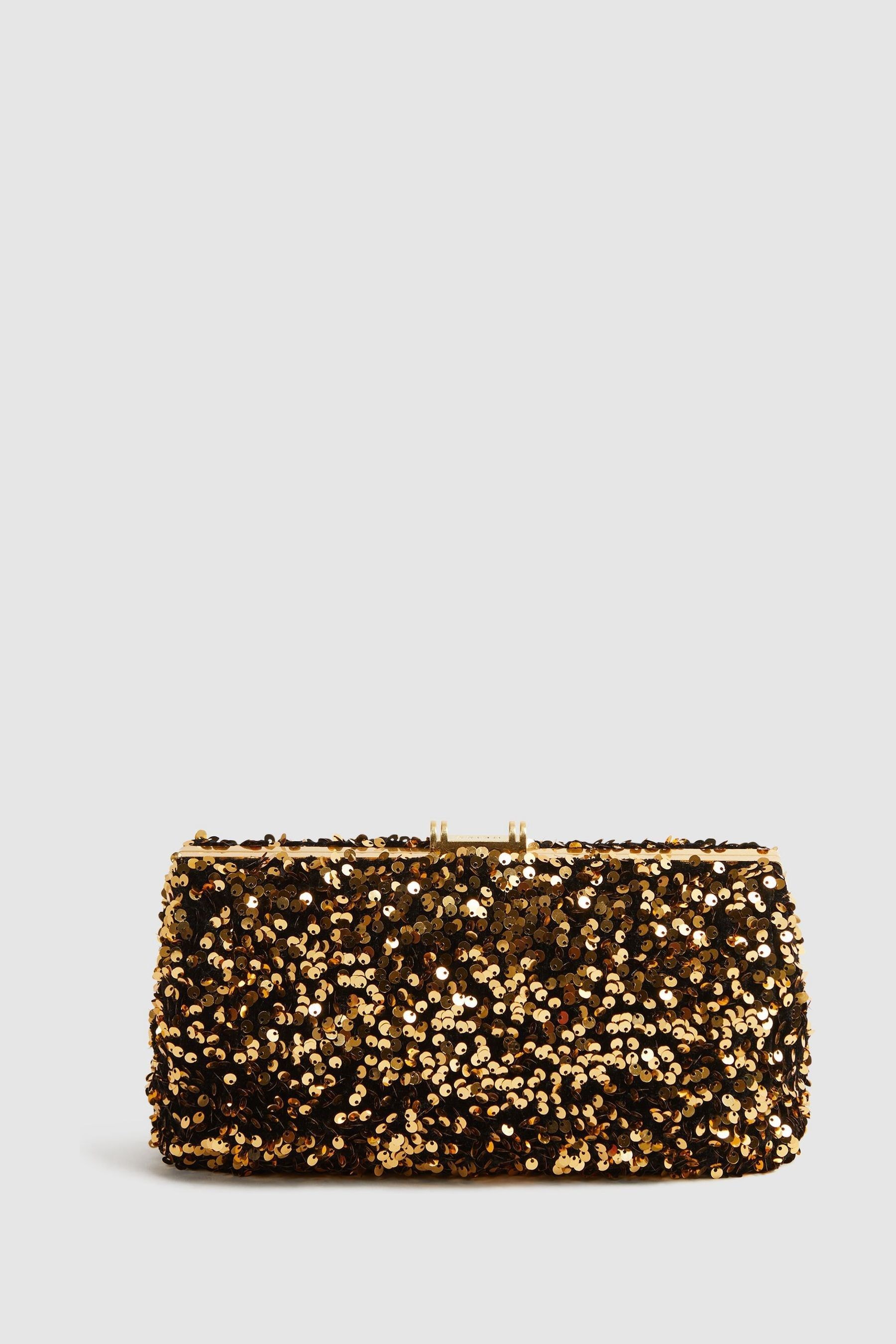 Bronze glitter clutch bag store