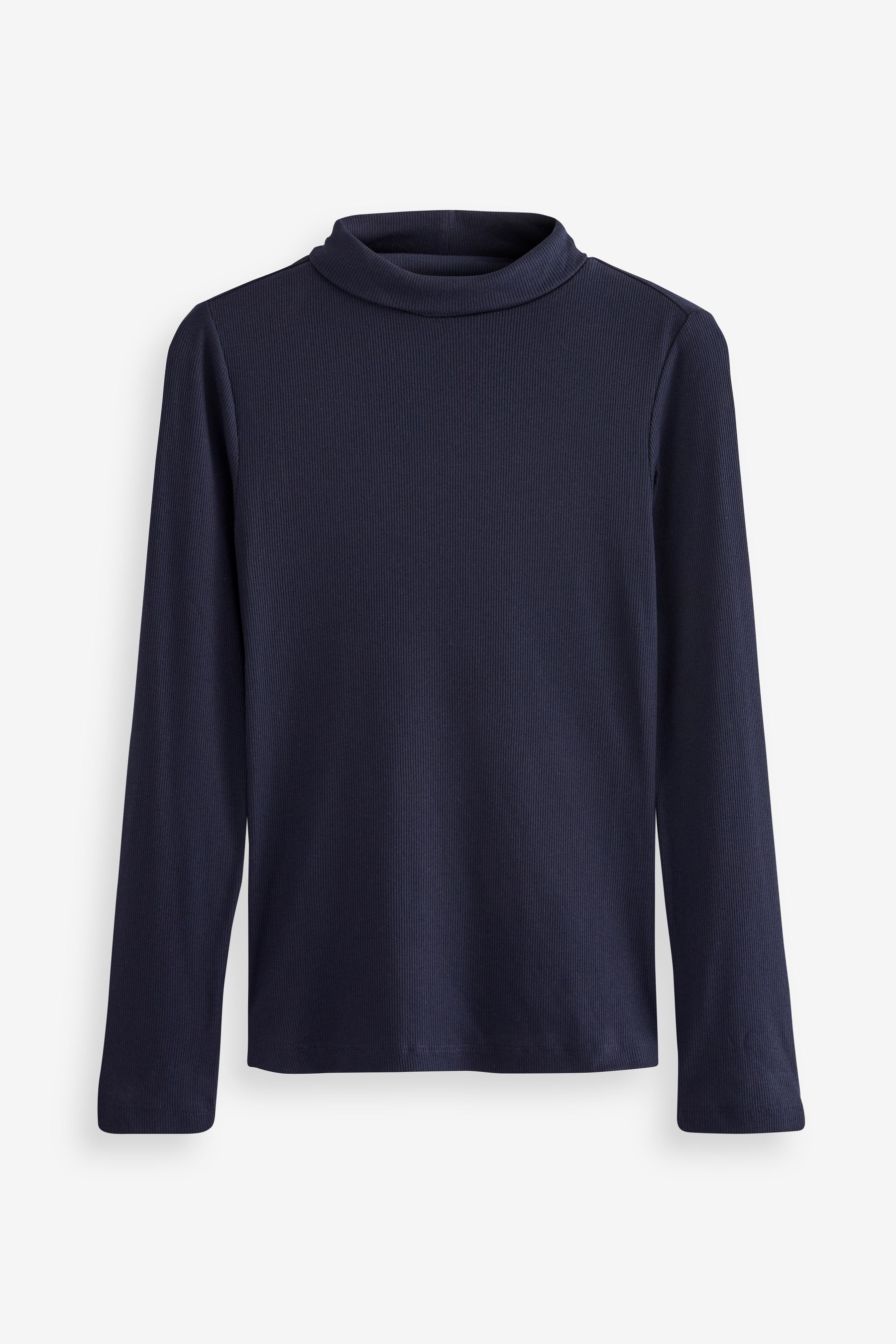 Buy Navy Long Sleeve Ribbed Roll Neck Top from the Next UK online shop
