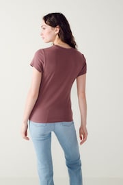 Rose Pink Soft Touch Ribbed Short Sleeve T-Shirt with TENCEL™ Lyocell - Image 4 of 7