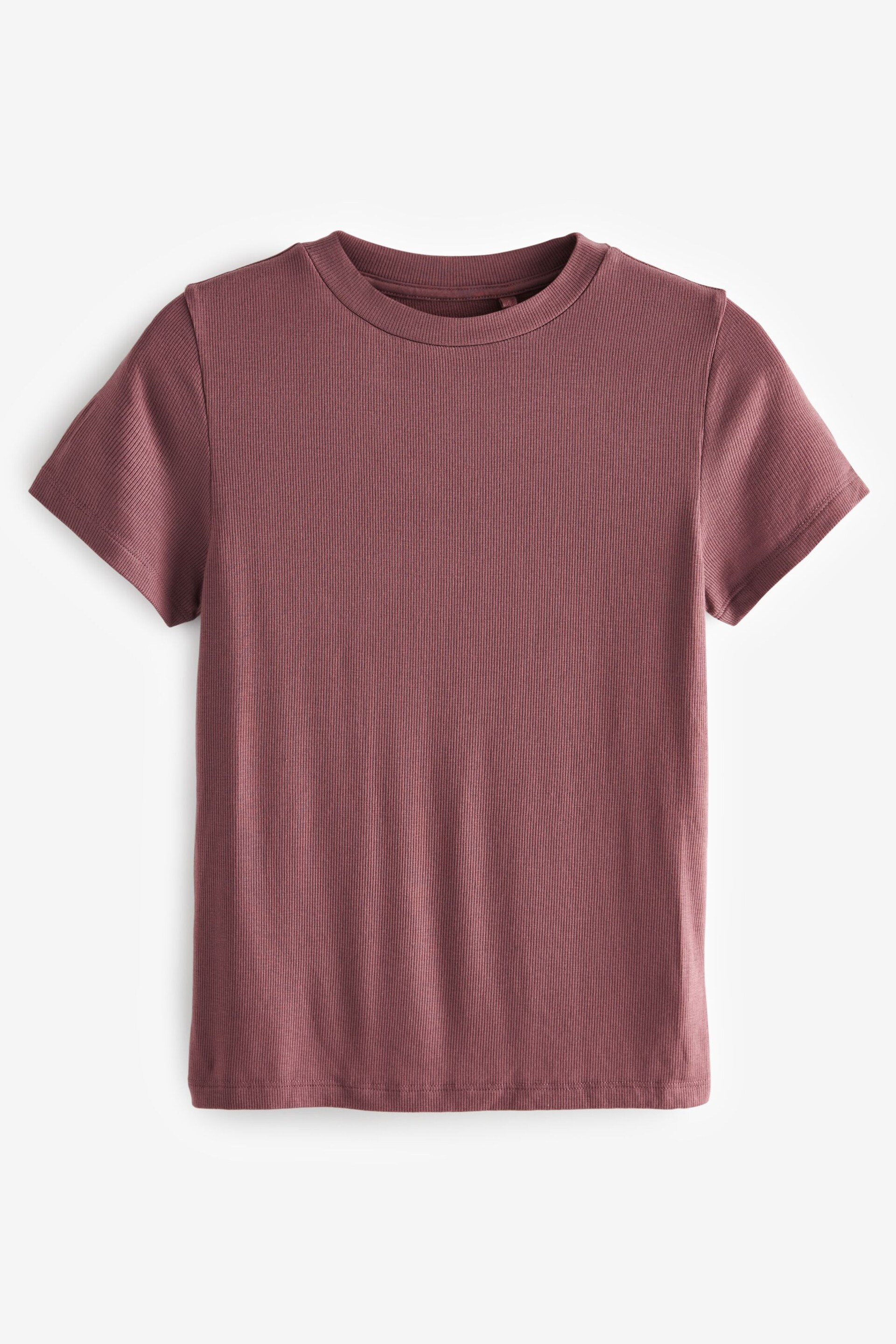 Rose Pink Soft Touch Ribbed Short Sleeve T-Shirt with TENCEL™ Lyocell - Image 6 of 7