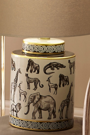 Pacific Black Safari Print Ceramic Table Lamp