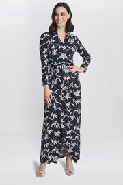 Gina Bacconi Jade Jersey Wrap Black Maxi Dress - Image 1 of 4