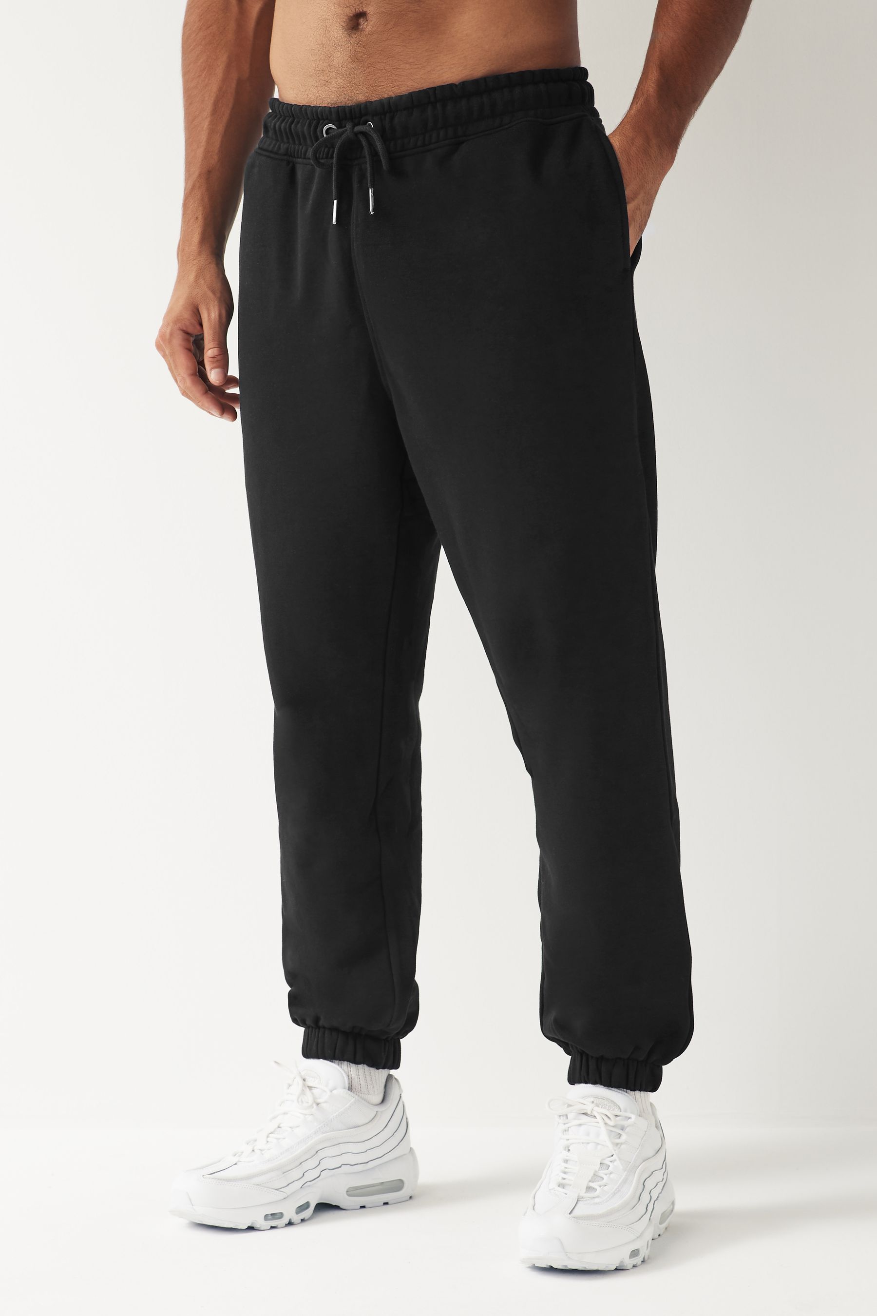 Buy Black Oversized Cotton Blend Cuffed Joggers from the Next UK