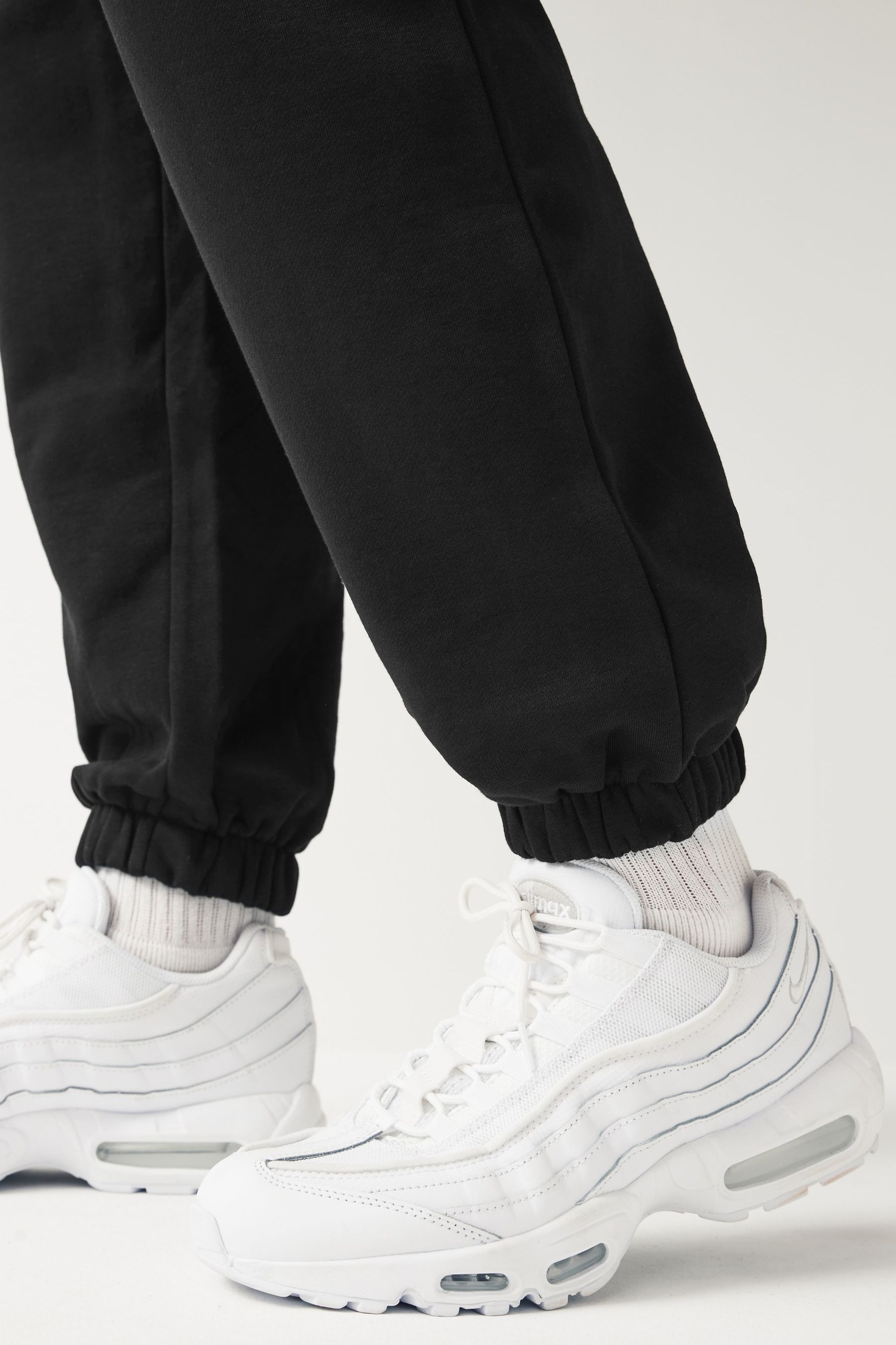 Black Oversized Cotton Blend Cuffed Joggers - Image 5 of 8