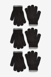 Black 3 Pack Touch Tip Magic Gloves (3-16yrs) - Image 1 of 2