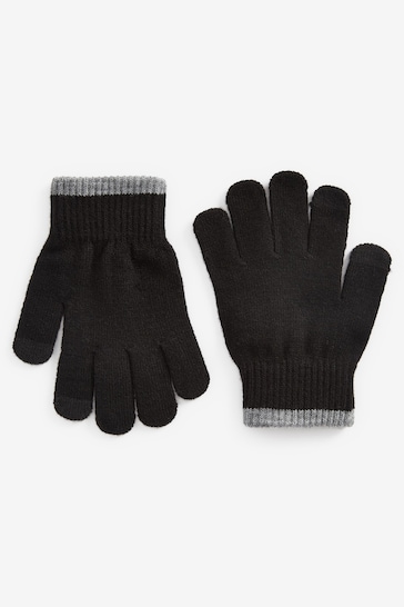 Black 3 Pack Touch Tip Magic Gloves (3-16yrs)