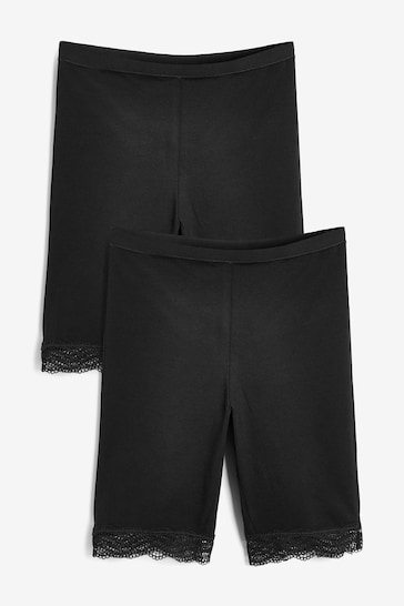 Black Cotton Blend Anti-Chafe Shorts 2 Pack