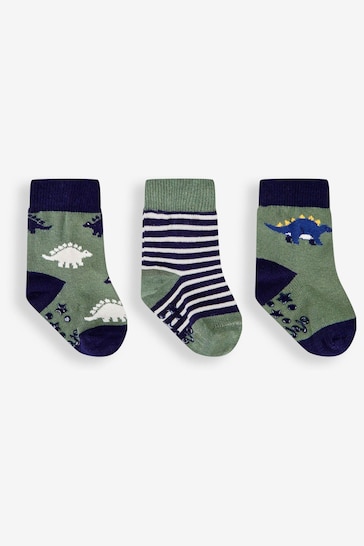 JoJo Maman Bébé Green Stegosaurus Socks 3-Pack