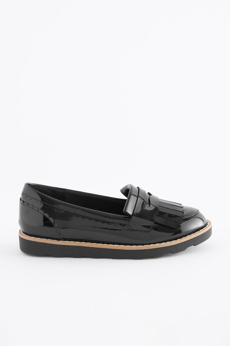 Black Patent Wide Fit (G) School Tassel Loafers - Image 2 of 10