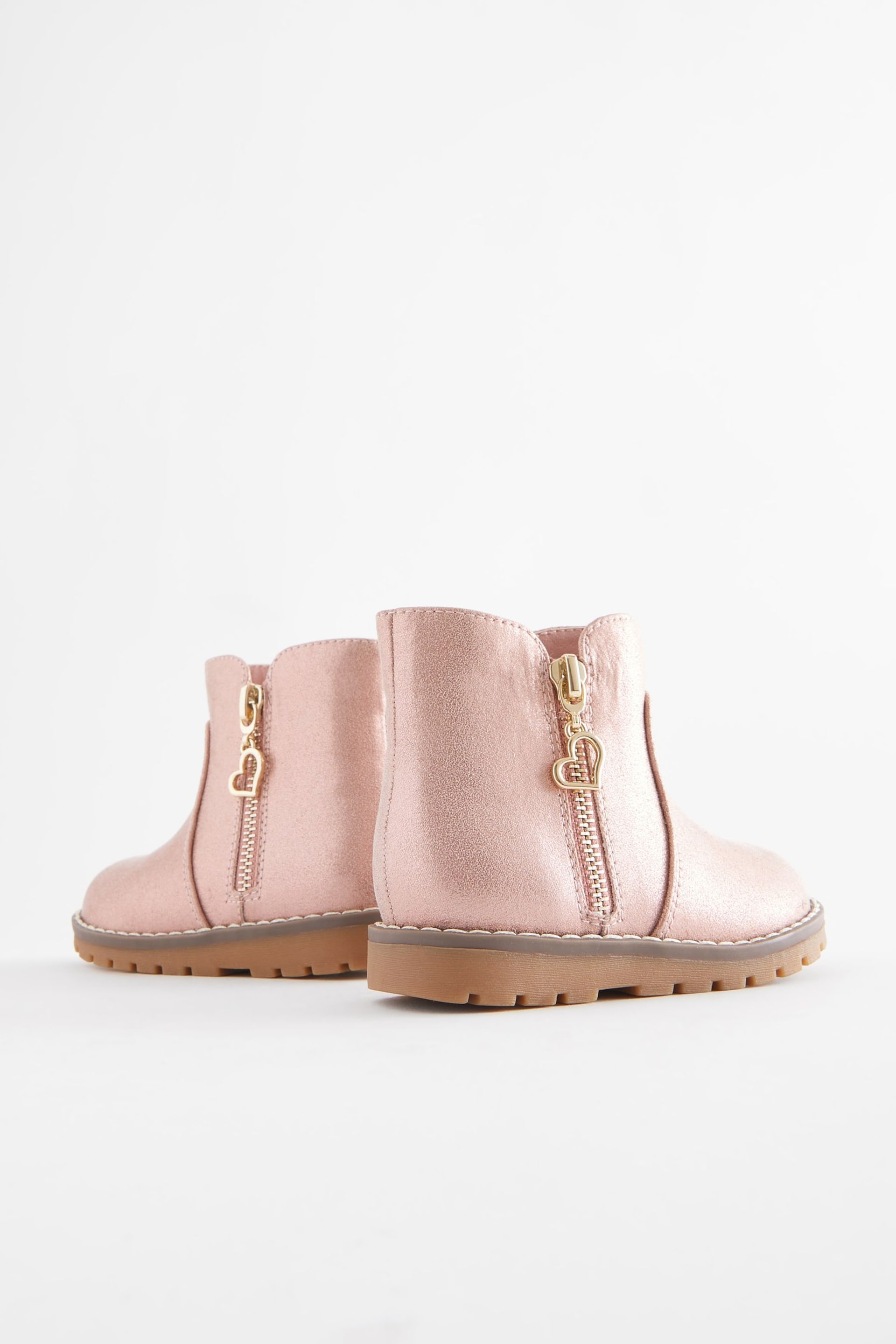 Pink Shimmer Wide Fit (G) Chelsea Zip Boots - Image 3 of 5