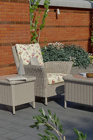Laura Ashley White Garden Wilton Lounging Chair With Gosford Cranberry Cushions