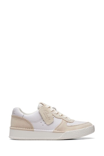 Clarks White Combi CraftCup Court Shoes