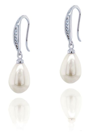 Ivory & Co Silver Salford Crystal And Pearl Drop Earrings