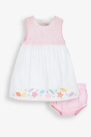 JoJo Maman Bébé White Pretty Nautical Baby Dress With Knickers - Image 4 of 7