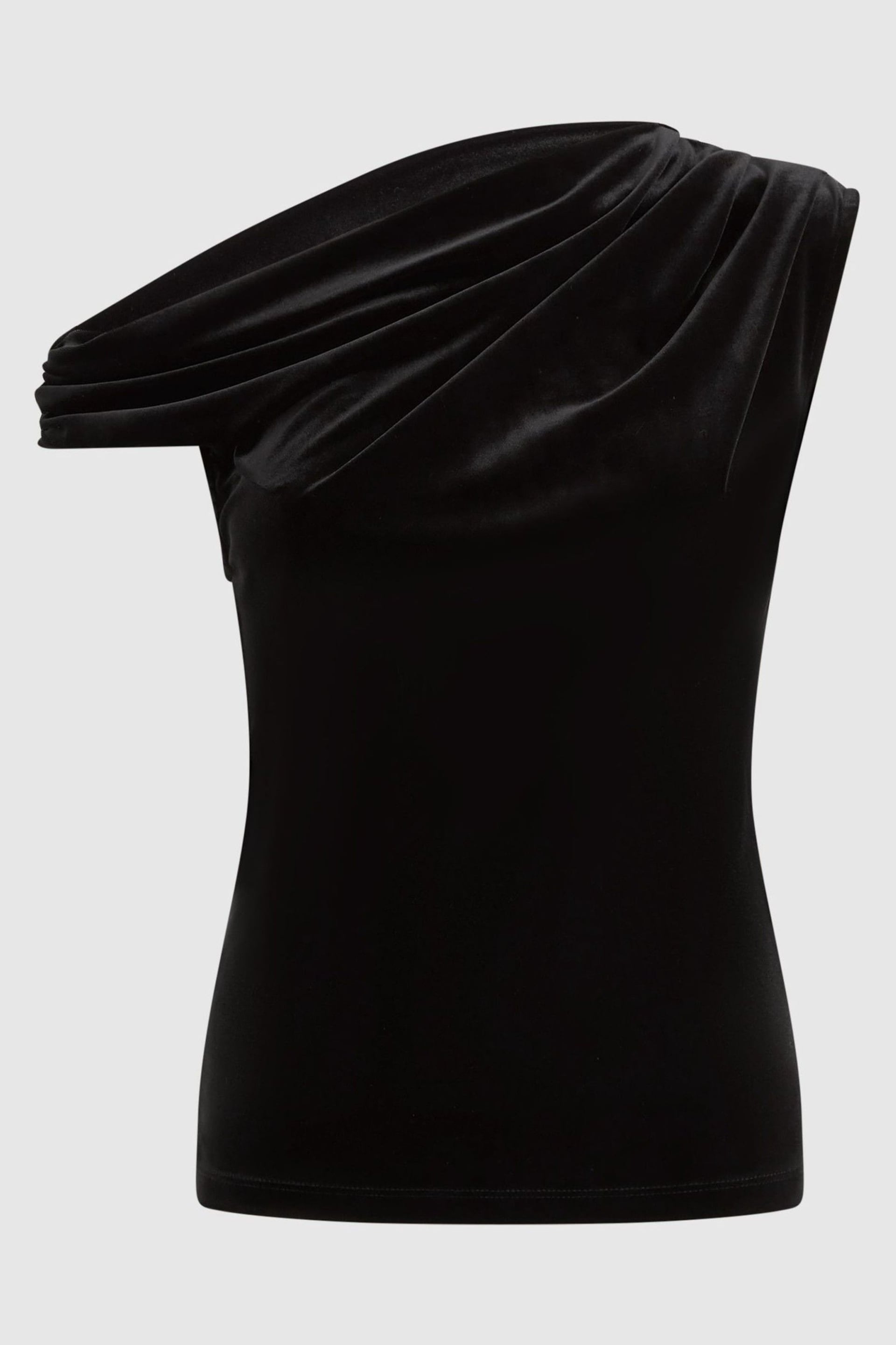 Reiss Black Mia Velvet Off-The-Shoulder Top - Image 2 of 5