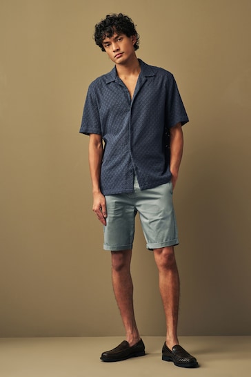 Blue Slim Fit Premium Laundered Stretch Chino Shorts
