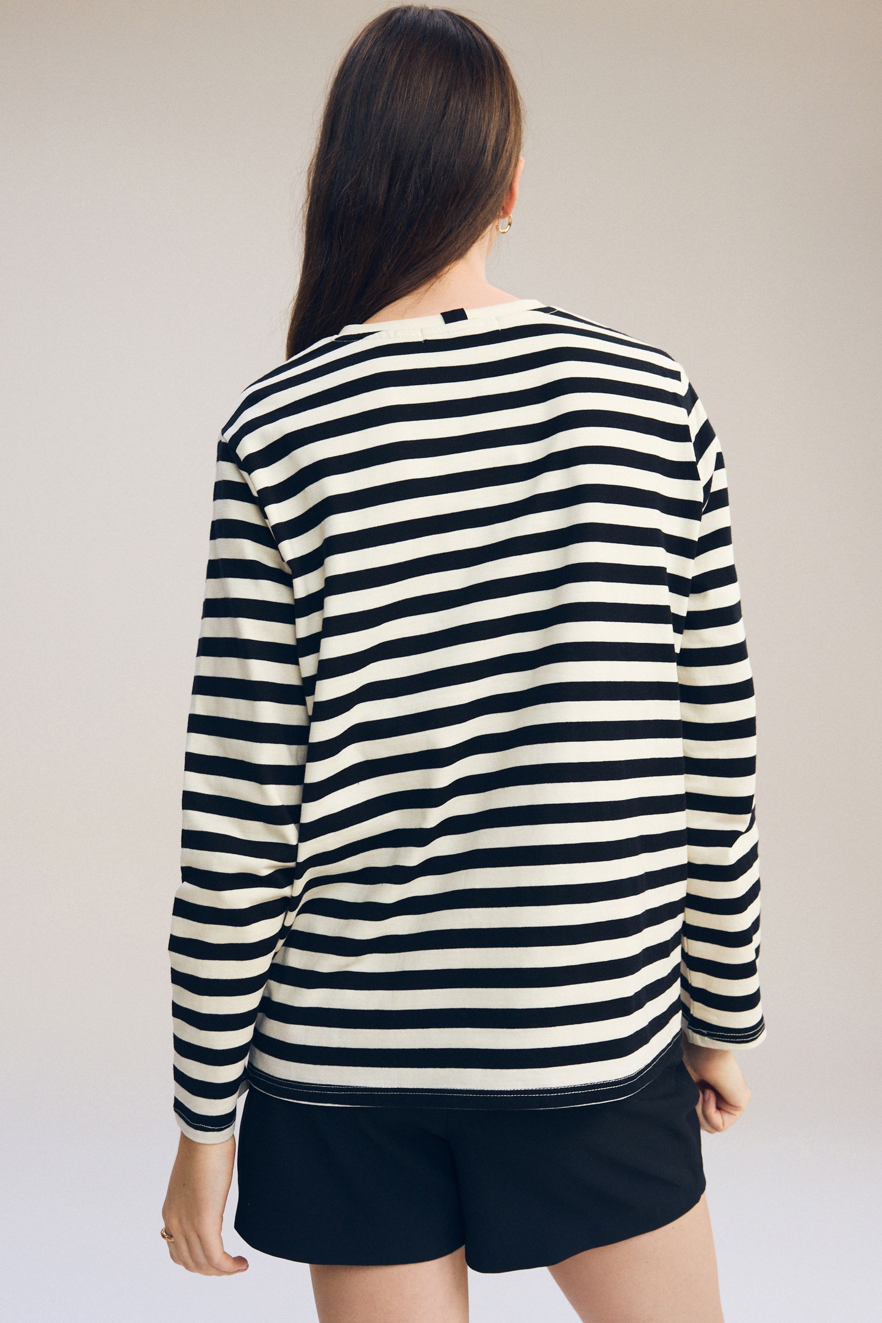 Black and white striped long sleeve shirt womens shop