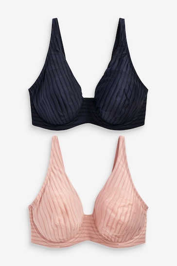 Navy/Pink DD+ Non Pad Full Cup Bras 2 Pack