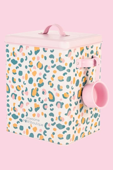 Pawsome Paws Boutique Pink Pet Food Storage Tin With Scoop