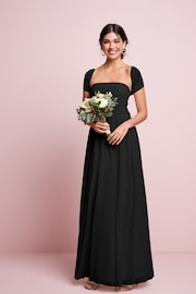 Black Mesh Multiway Bridesmaid Wedding Maxi Dress - Image 1 of 9