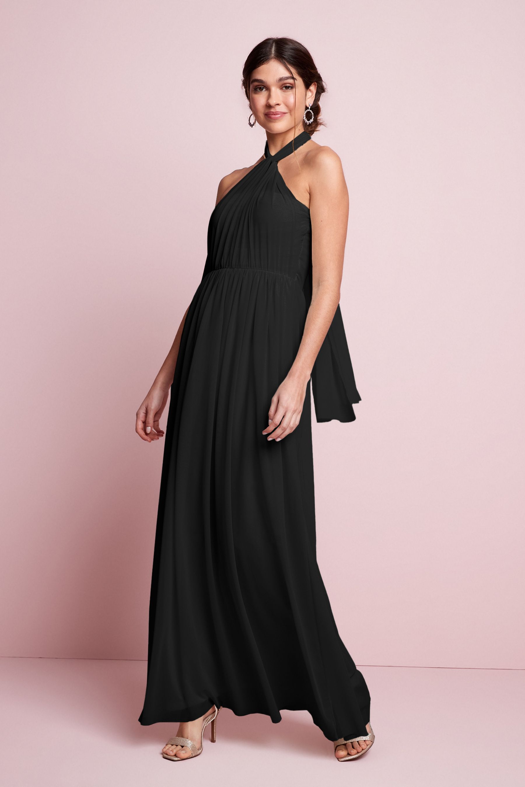 Black Mesh Multiway Bridesmaid Wedding Maxi Dress