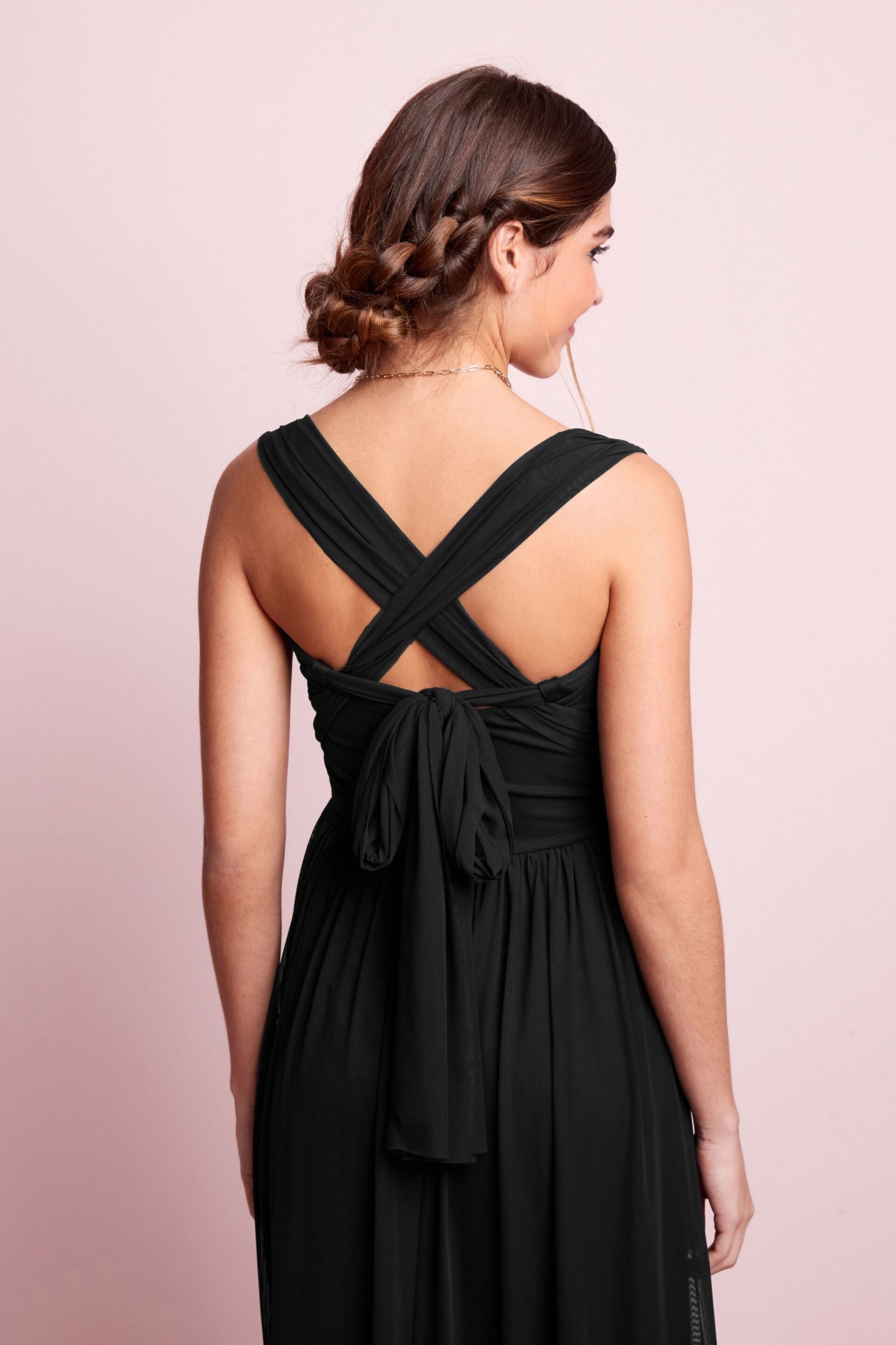 Black Mesh Multiway Bridesmaid Wedding Maxi Dress - Image 7 of 9