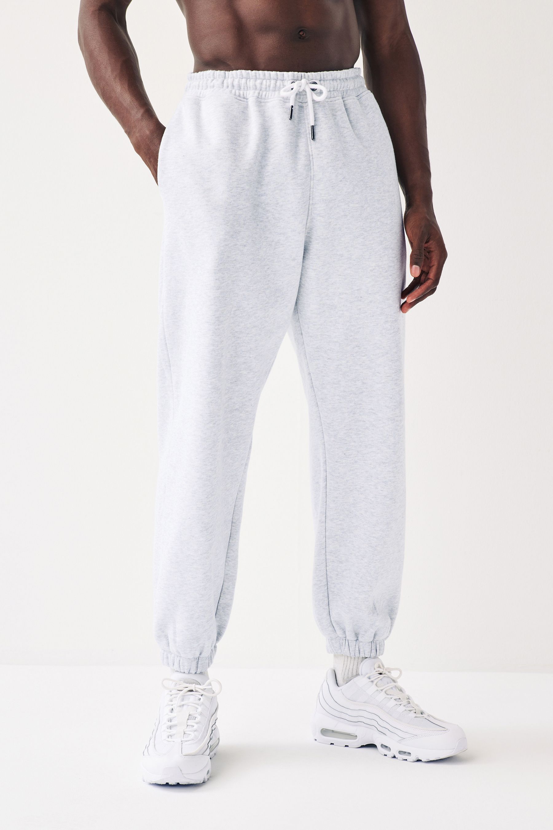 Buy Light Grey Oversized Cotton Blend Cuffed Joggers from Next Slovenia