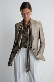 Reiss Gold Mimi Metallic Single Breasted Blazer - Image 1 of 5