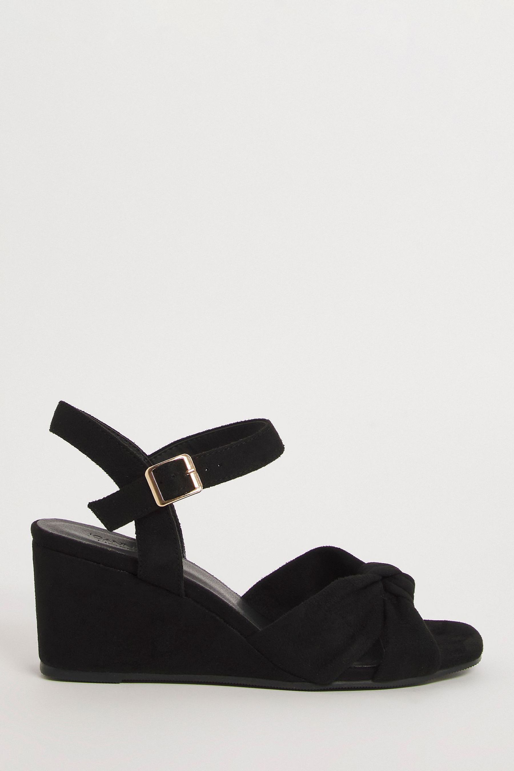 Buy JD Williams Microsuede Knotted Vamp Wedge Black Sandals In