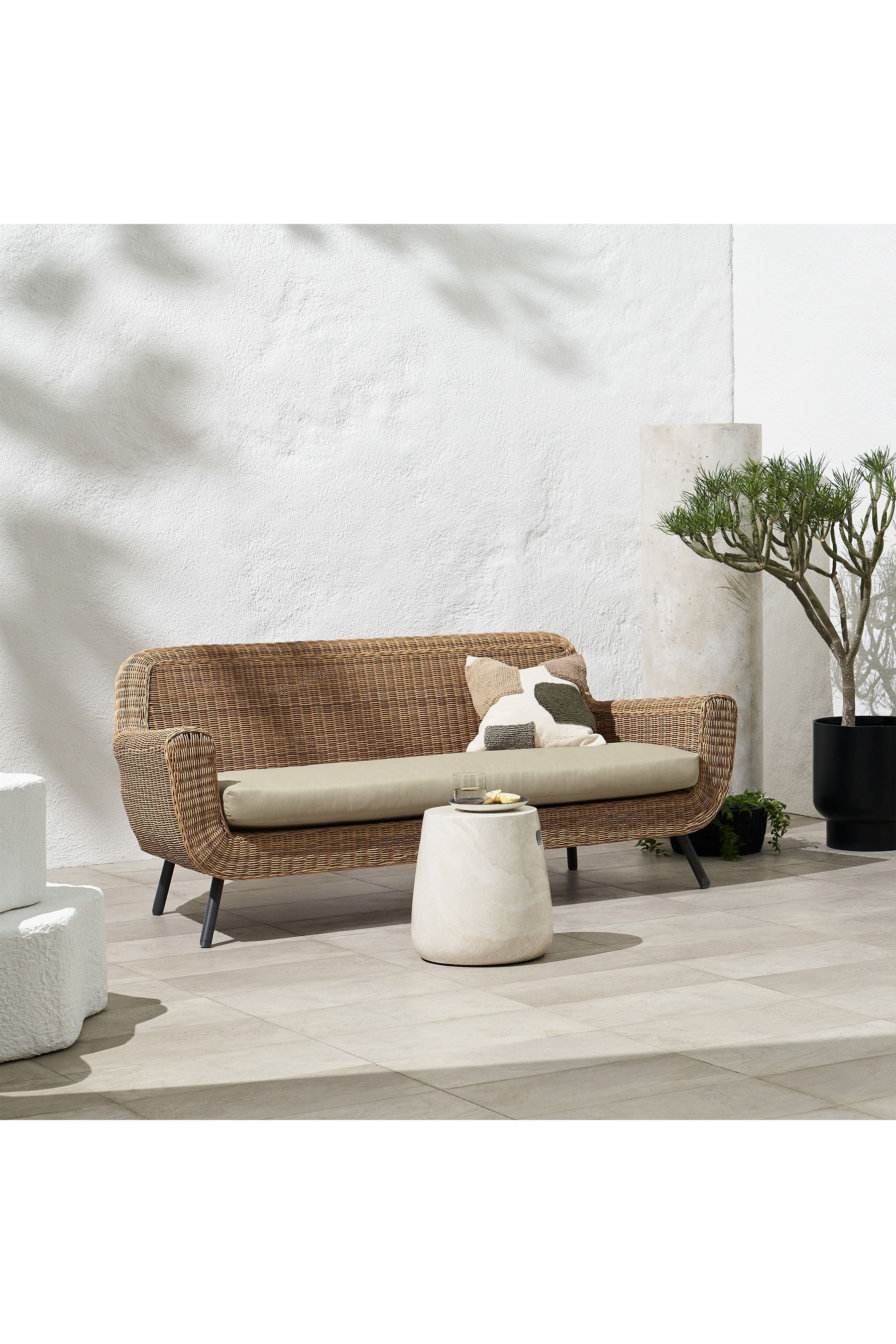 MADE.COM Natural Jonah Garden 3 Seater Sofa Polyrattan