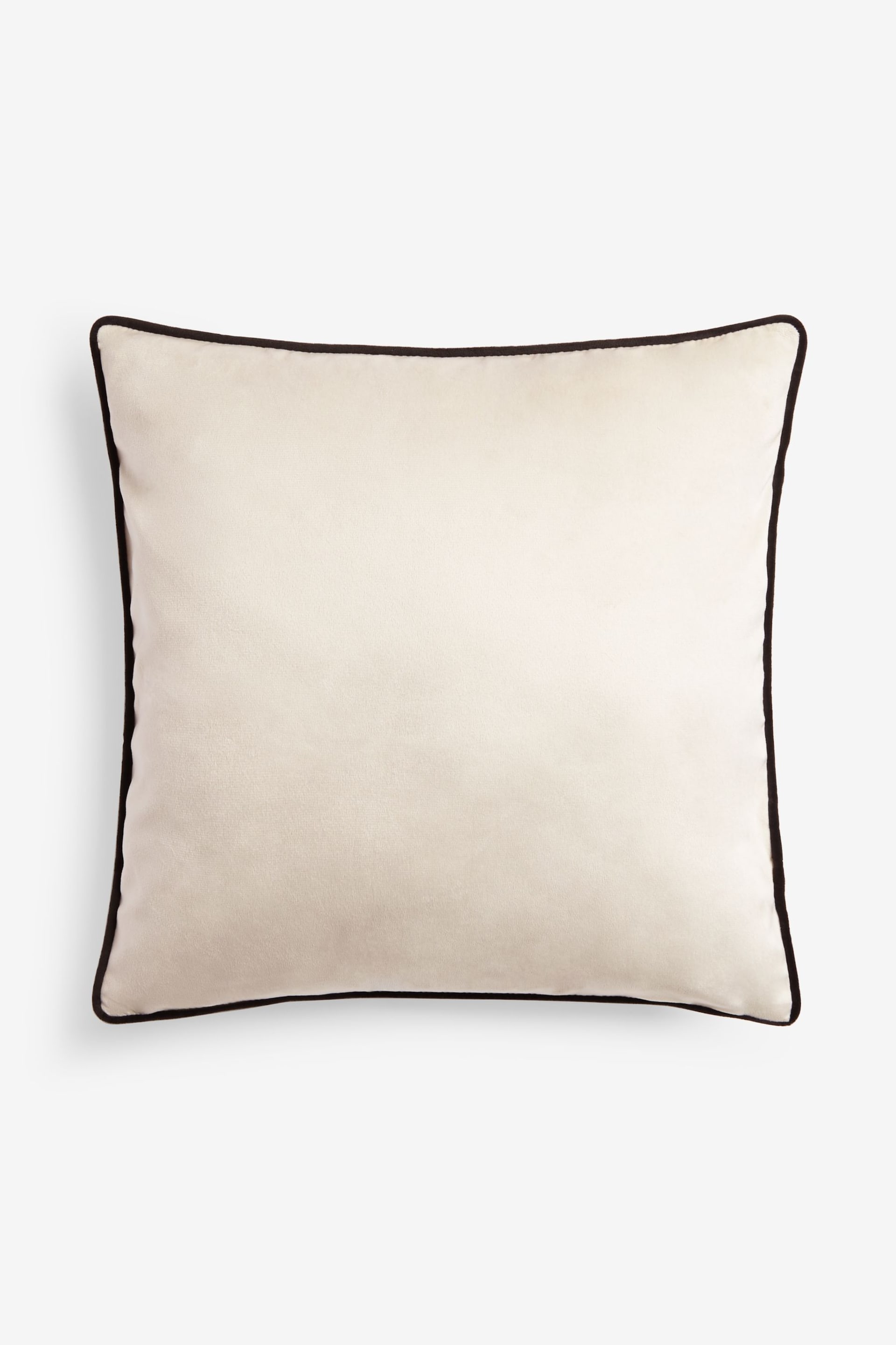 Oatmeal 50 x 50cm Matte Velvet Contrast Pipe Cushion - Image 2 of 4