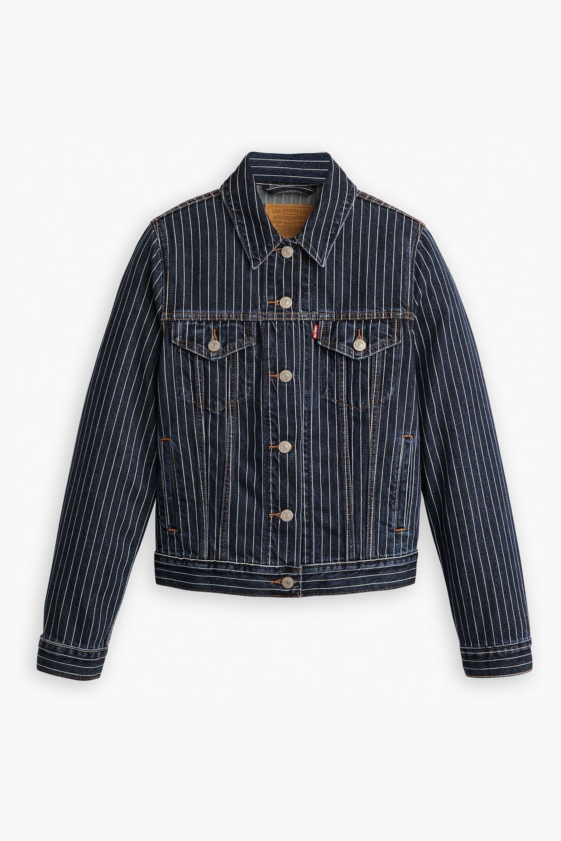 Levi's striped denim jacket discount