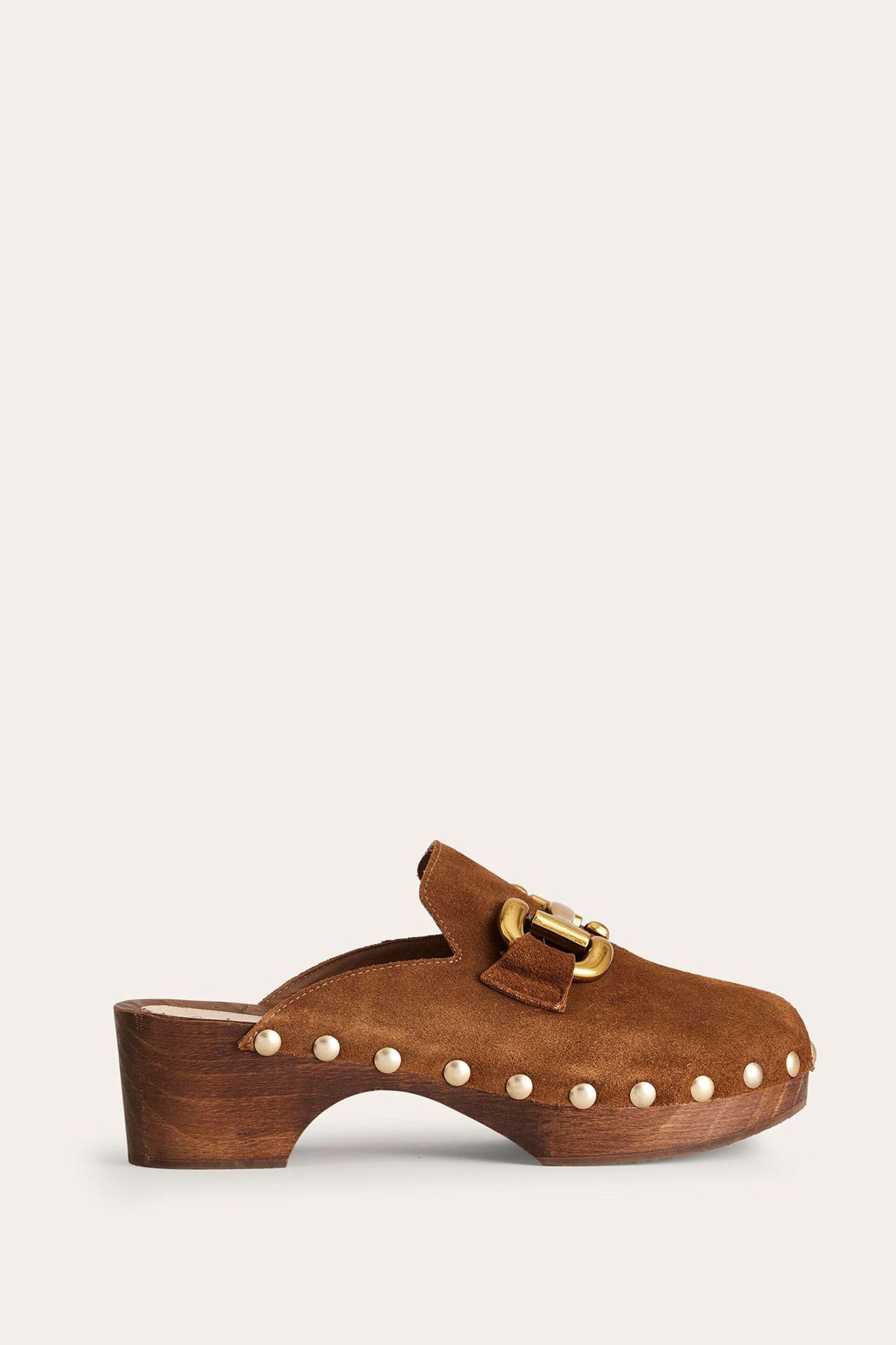 Boden Brown Snaffle Trim Heeled Clogs - Image 2 of 4