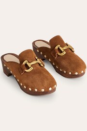 Boden Brown Snaffle Trim Heeled Clogs - Image 3 of 4