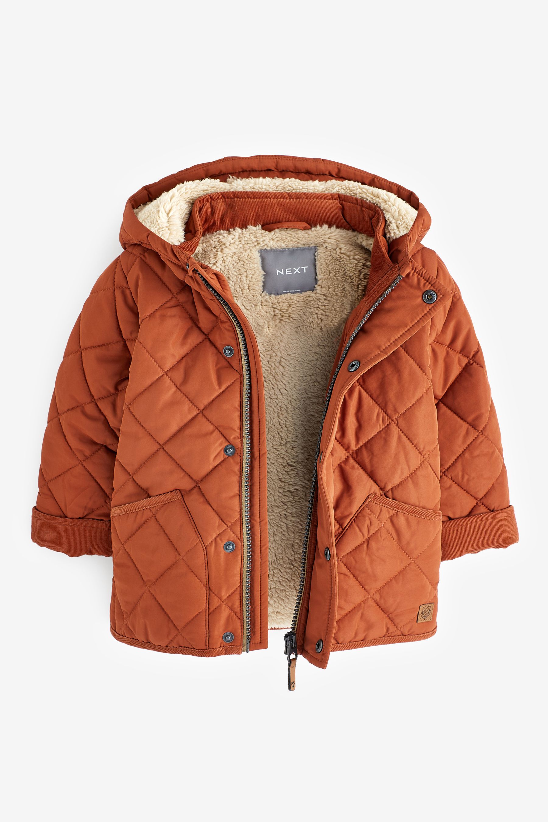 Rust oversized borg zip through teddy jacket sale