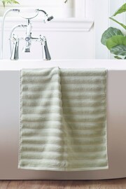 Sage Green Ribbed Towel 100% Cotton - Image 2 of 5