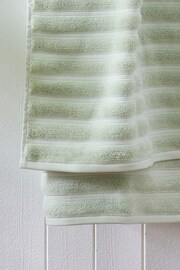 Sage Green Ribbed Towel 100% Cotton - Image 5 of 6