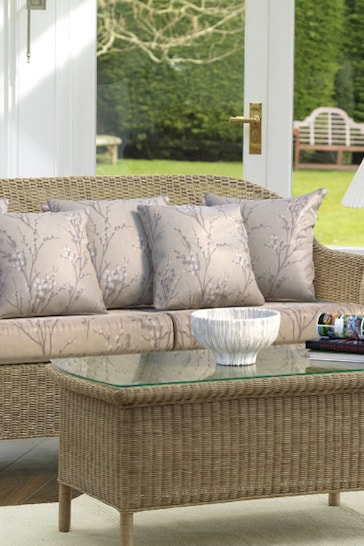 Laura Ashley Natural Garden Bewley Indoor Rattan Lounging Set With Pussy Willow Natural Cushions