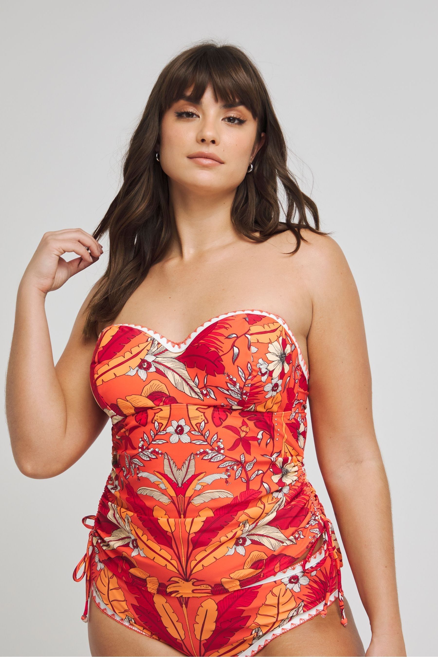 Buy Figleaves Orange Leaf Print Frida Bandeau Tankini Top from Next Canada