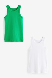 Green/White High Neck Ribbed Racer Vest Tops 2 Pack - Image 6 of 9