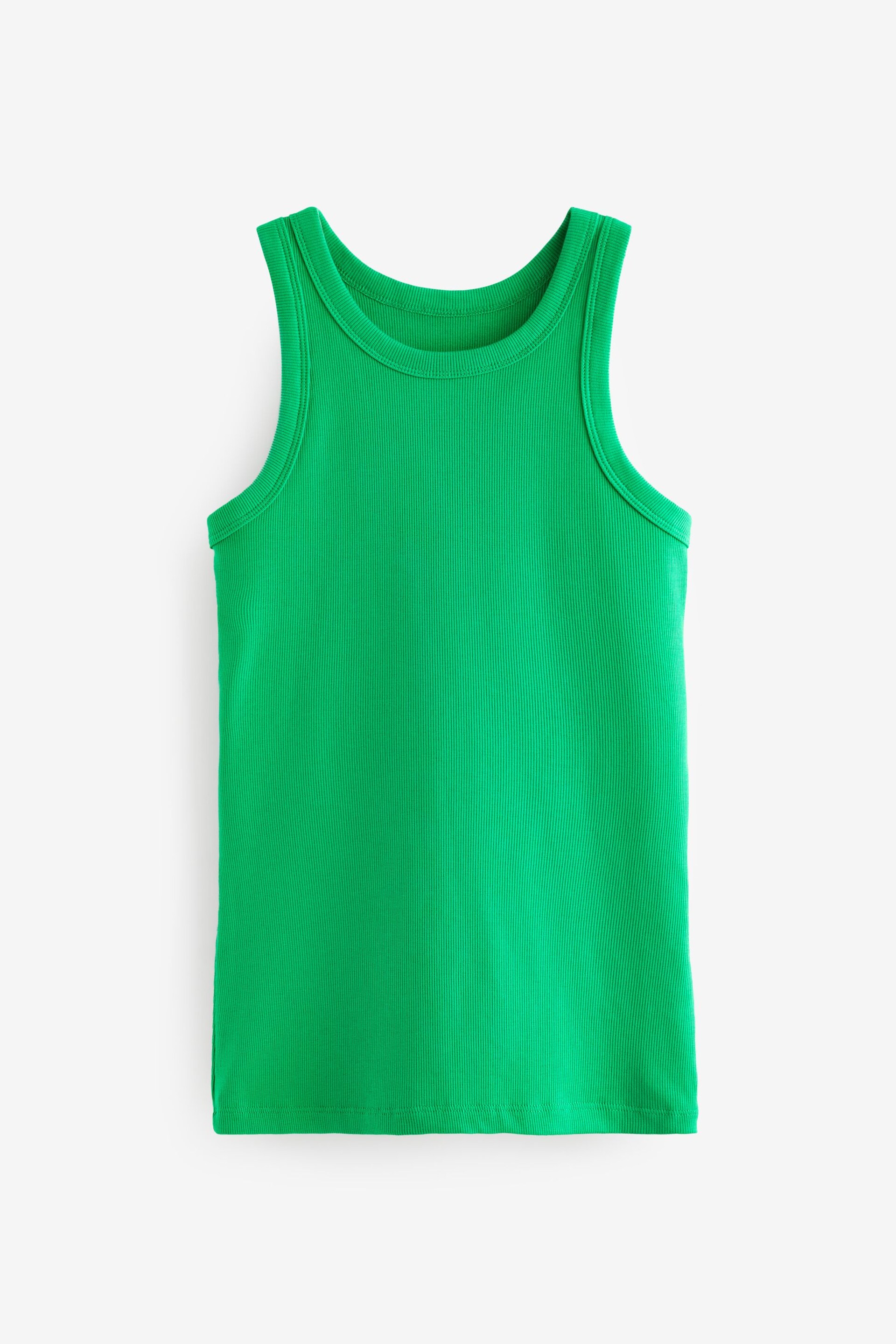 Green/White High Neck Ribbed Racer Vest Tops 2 Pack - Image 7 of 9