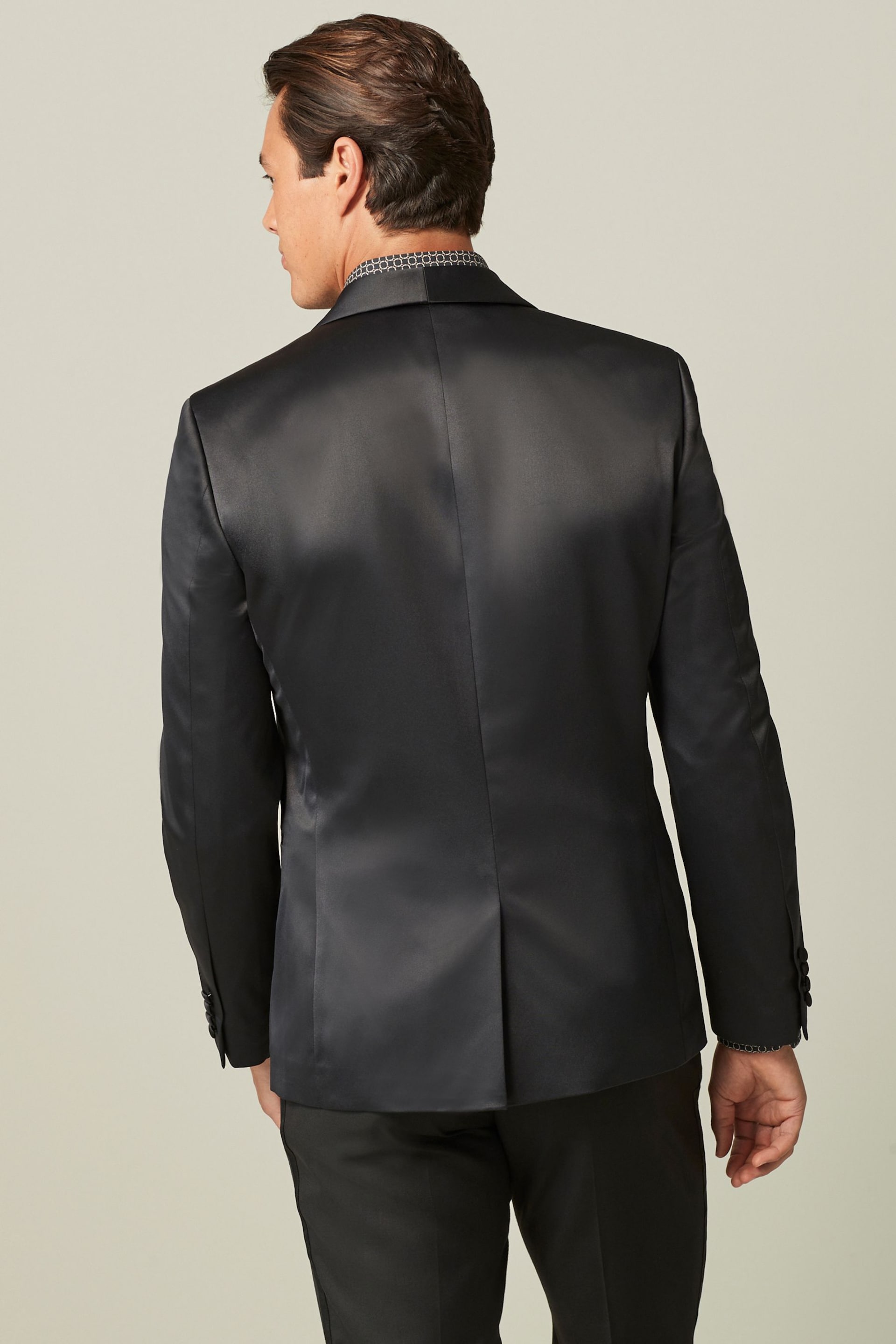 Black Satin Tuxedo Jacket - Image 3 of 10