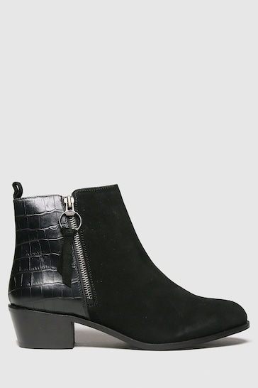 Schuh Black Cara Suede Side Zip Boots