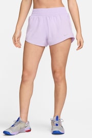 Nike Purple Dri-FIT One Mid Rise 3 Brief Lined Shorts - Image 1 of 7
