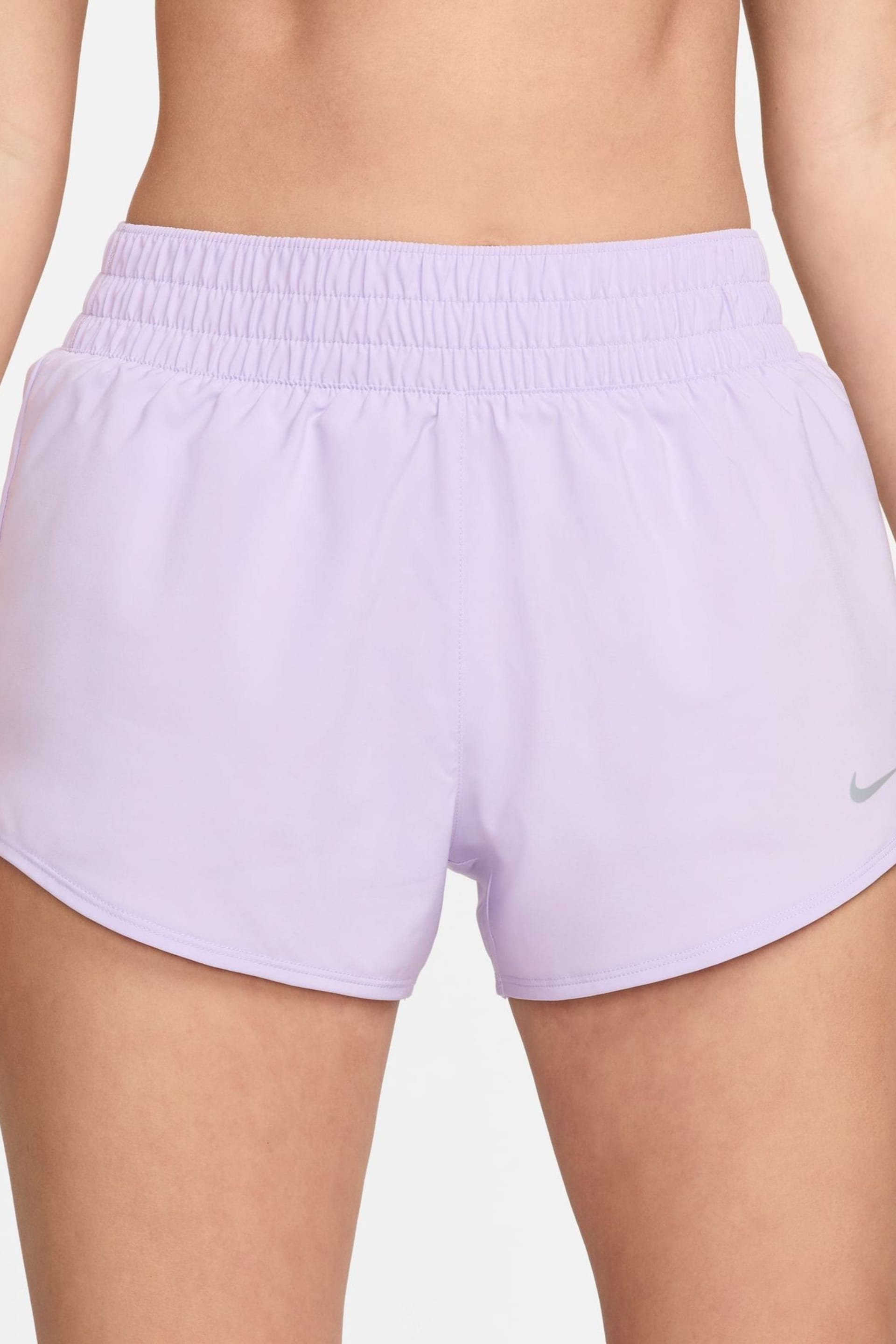 Nike Purple Dri-FIT One Mid Rise 3 Brief Lined Shorts - Image 2 of 7