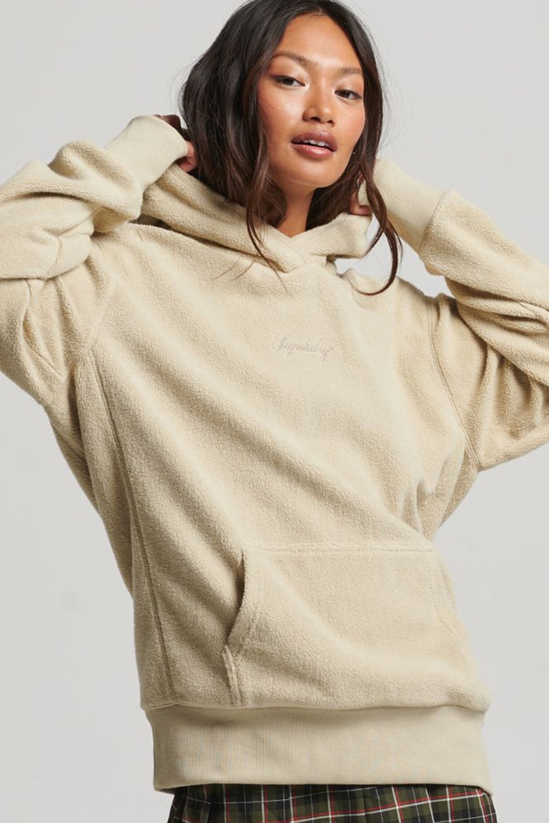 Buy Superdry Nude Oversized Graphic Fleece Hoodie from Next Luxembourg